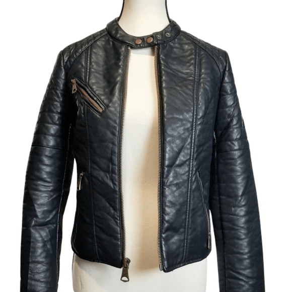 Moto jacket Vegan leather Black color MARC N.Y ANDREW MARC - Picture 6 of 14